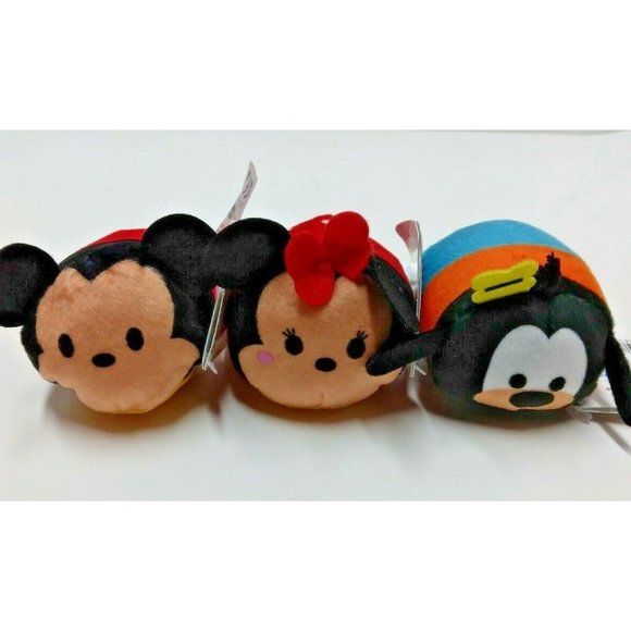 New Disney Mini Tsum Tsum Plush Lot of 3 | Mickey, Minnie, Goofy | w/Tags - Picture 1 of 12